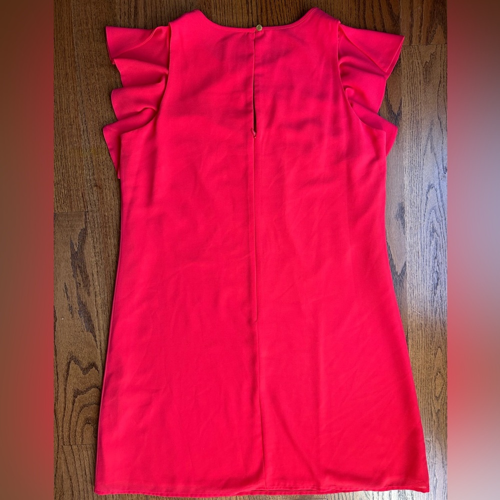 Vince Camuto Front Ruffled Sleeve Coral Dress - Picture 4 of 7